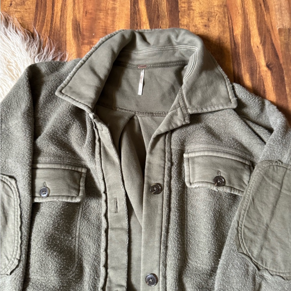 Free People Ruby Oversized Jacket Olive Green - Picture 3 of 5